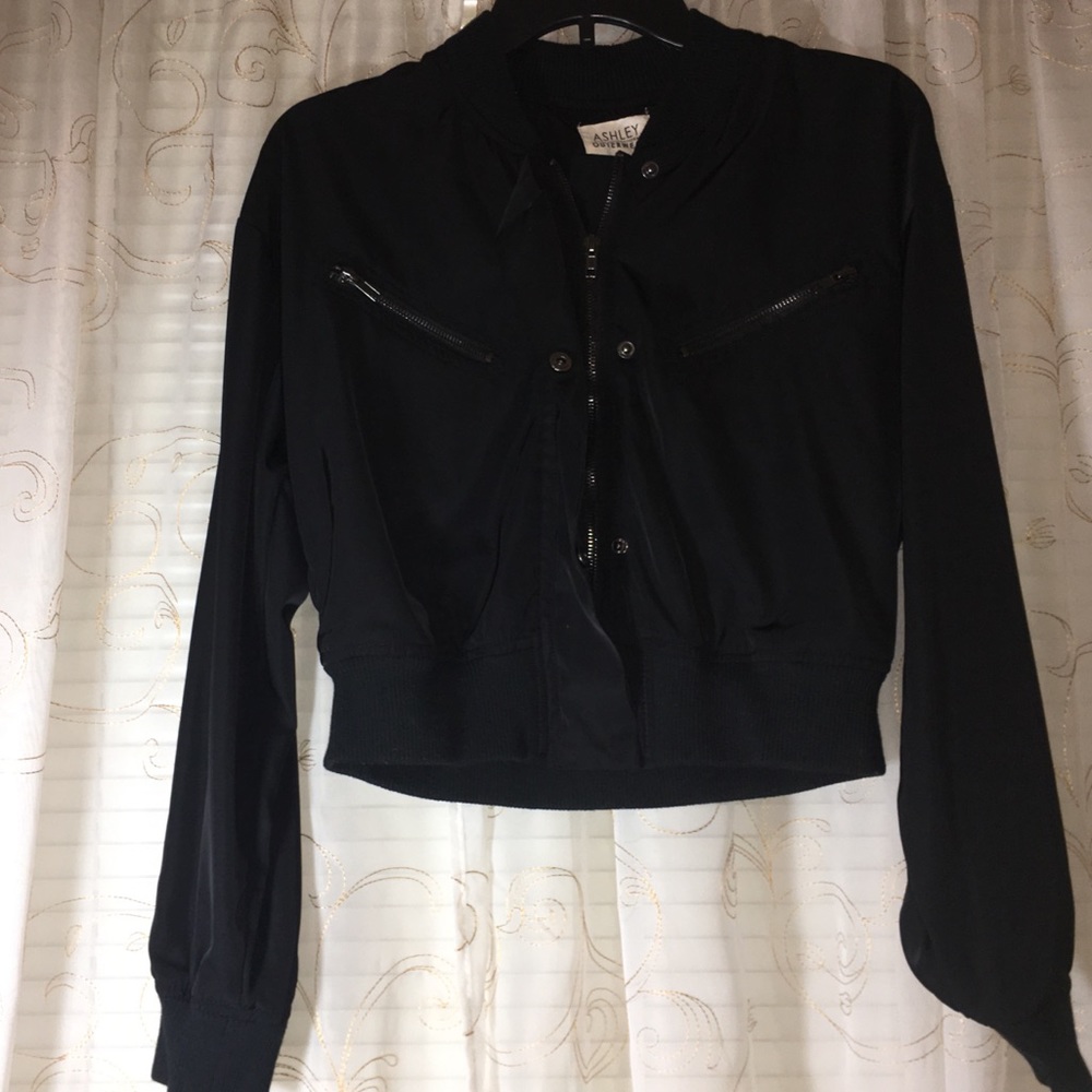 ashley outerwear black bomber jacket